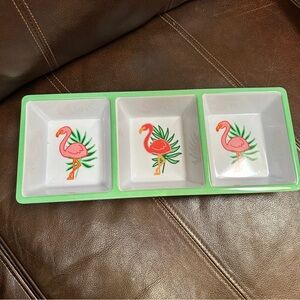 Melamine Snack Serving Tray Divided Sections Multicolor Rectangle Flamingos‎